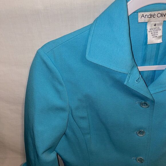 Andre Oliver Fashion Jacket Women’s Size 4 Blue Button Up Pockets - Picture 5 of 12